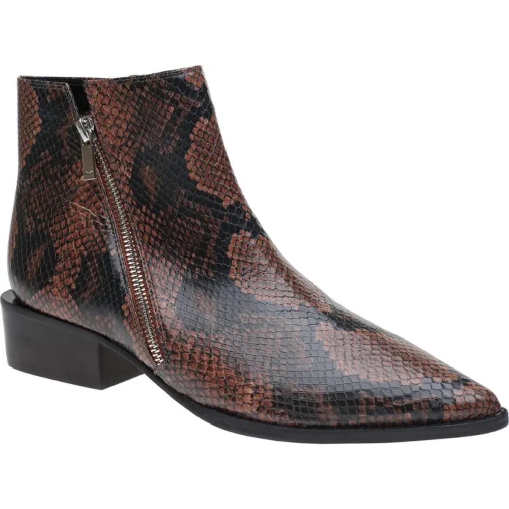Marc Fisher LTD Brown Snake Print Vincent Bootie, 5.5 M